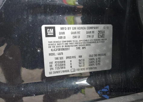 2014 Buick Encore Convenience from USA, damaged, VIN KL4CJFSB1EB633317